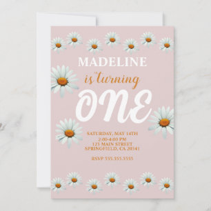 Daisy Girls 1st Birthday Party Invitation