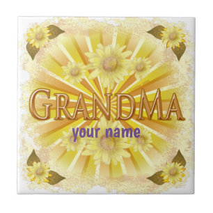 Daisy Grandma custom name Ceramic Tile