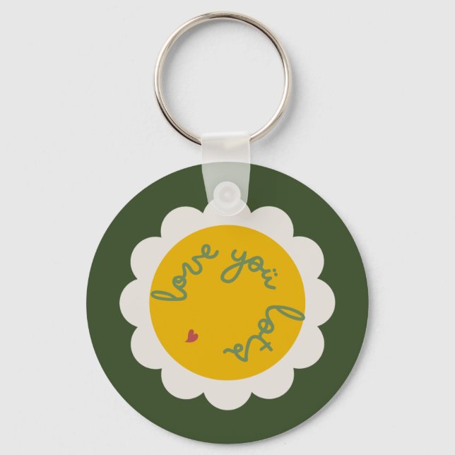 DAISY GREEN - Custom Name Floral Key Ring (Front)