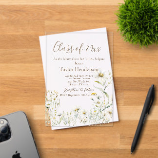 Daisy Greenery Graduation Invitation