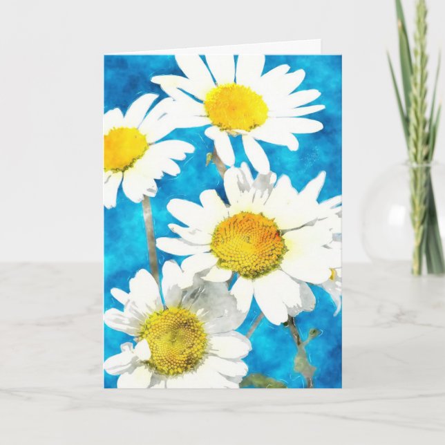 Daisy Greeting Card in watercolor (Front)