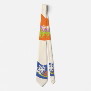 Daisy Groove Blue, Orange, Purple, Green, & Cream Tie