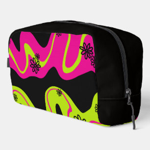 Daisy Groove in Lime Green, Hot Pink and Black Dopp Kit