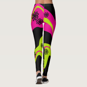 Daisy Groove in Lime Green, Hot Pink and Black Leggings