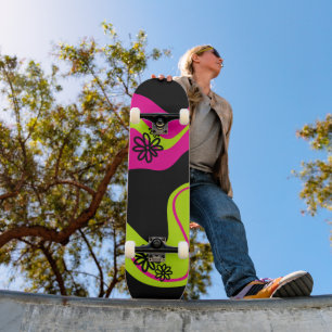 Daisy Groove in Lime Green, Hot Pink and Black Skateboard
