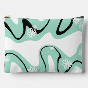 Daisy Groove in Mint Green, Black and White Accessory Pouch