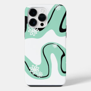 Daisy Groove in Mint Green, Black and White iPhone 14 Pro Max Case