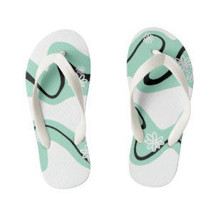 Daisy Groove in Mint Green, Black and White Kid's Thongs