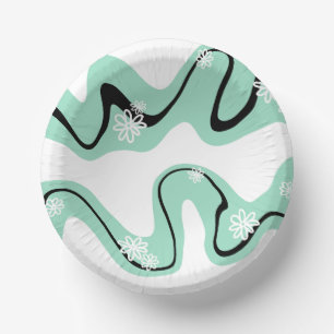 Daisy Groove in Mint Green, Black and White Paper Plate