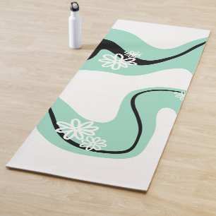 Daisy Groove in Mint Green, Black and White Yoga Mat