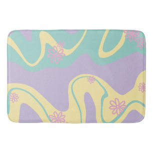 Daisy Groove Pastel Pink, Yellow, Purple & Green Bath Mat