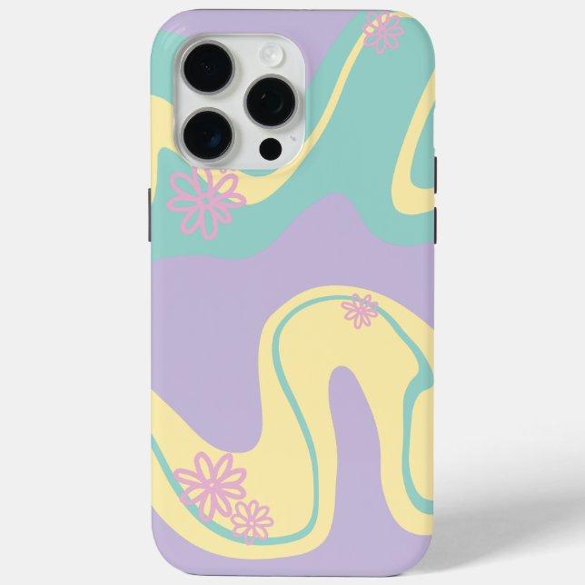 Daisy Groove Pastel Pink, Yellow, Purple & Green Case-Mate iPhone Case (Back)