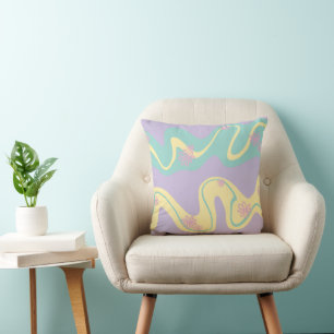 Daisy Groove Pastel Pink, Yellow, Purple & Green Cushion
