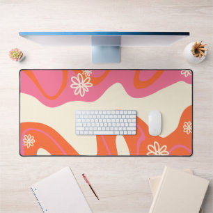 Daisy Groove - Pink, Orange and Cream Desk Mat