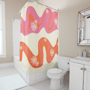 Daisy Groove - Pink, Orange and Cream Shower Curtain