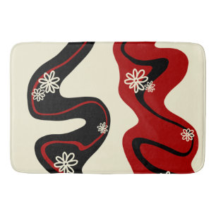 Daisy Groove - Red & Cream Bath Mat
