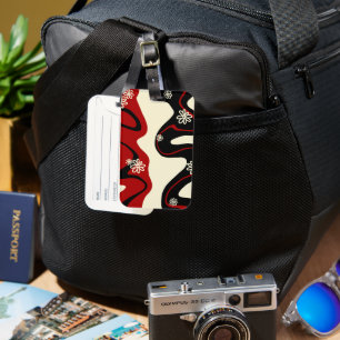 Daisy Groove - Red & Cream Luggage Tag