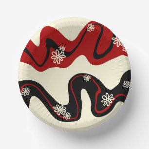 Daisy Groove - Red & Cream Paper Plate