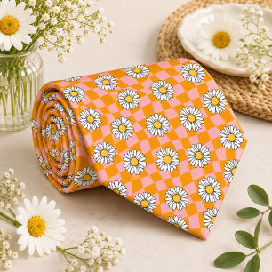 Daisy Groovy Retro Chequerboard, Y2K 90s Tie