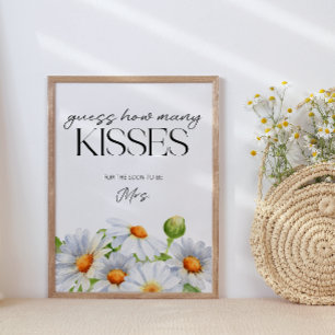 Daisy guess how many kisses bridal game poster