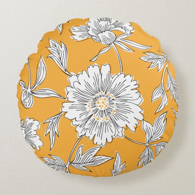 Daisy Heads: Summer Floral Line. Round Cushion (Front)