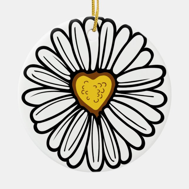 DAISY HEART CERAMIC ORNAMENT (Front)