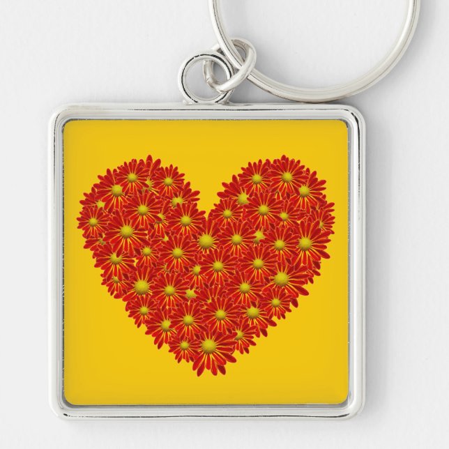 Daisy Heart Key Ring (Front)