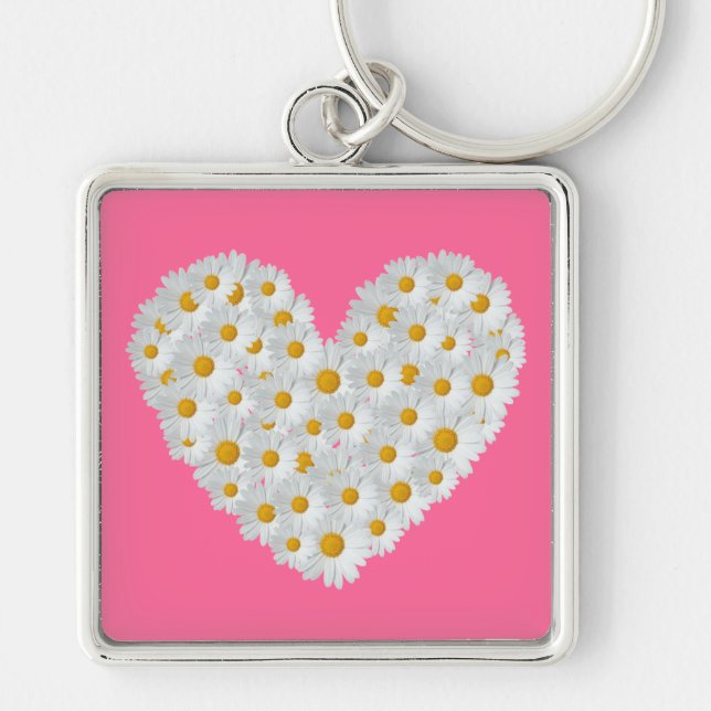 Daisy Heart Key Ring (Front)