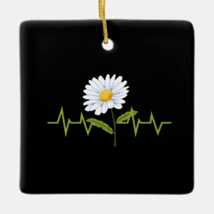 Daisy Heartbeat Ceramic Ornament