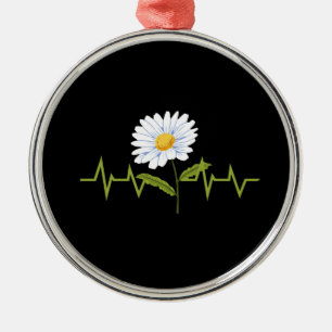 Daisy Heartbeat Metal Ornament