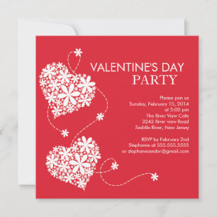 Daisy Hearts Valentines's Day Party Invitations
