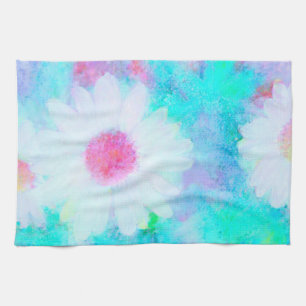 Daisy in pastel A.I. enhanced photo  Tea Towel