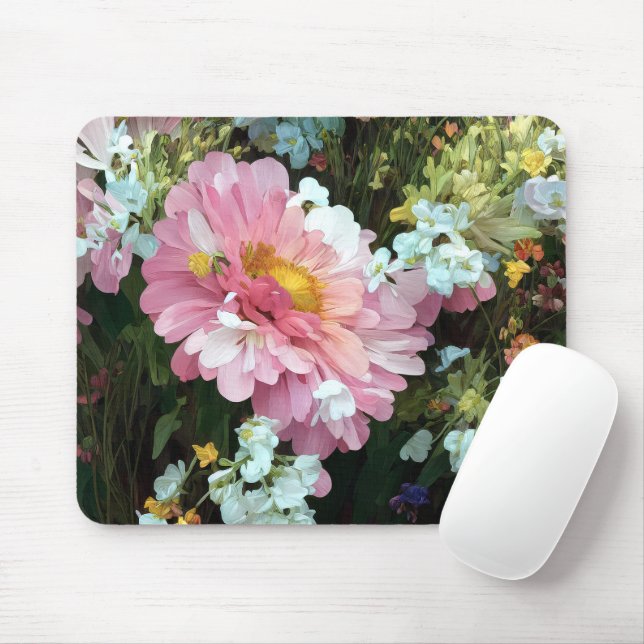 Daisy in Pink Mouse Pad (With Mouse)