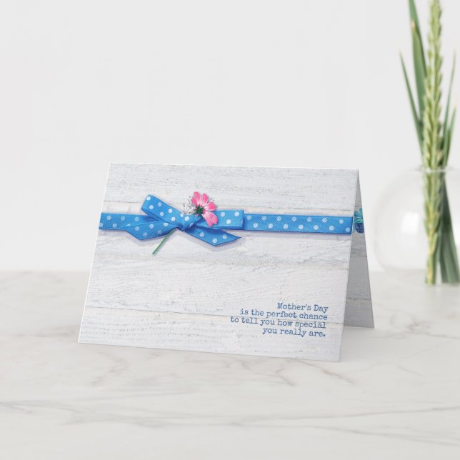 daisy in polka dot ribbon Mother's Day Card (Front)