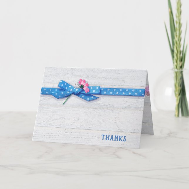 daisy in polka dot ribbon thank you card (Front)