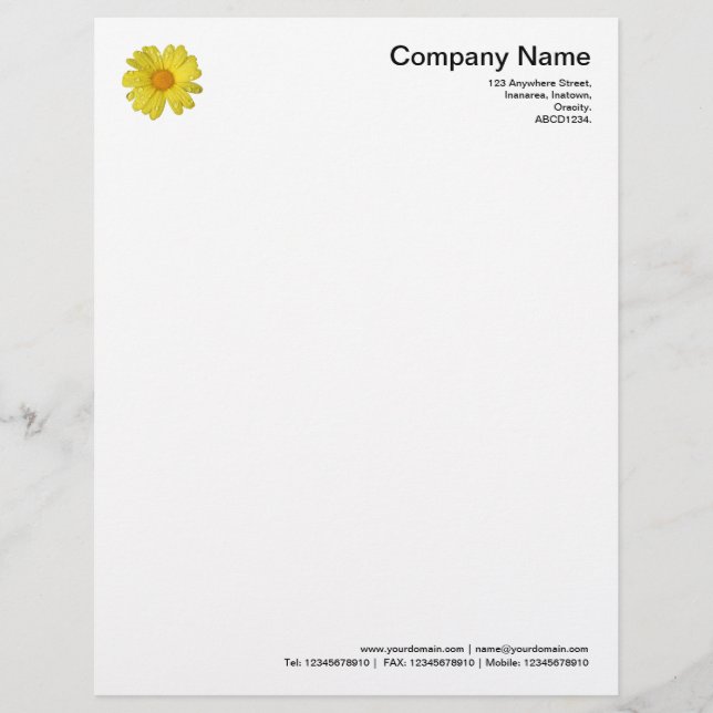 Daisy in the Rain Customised Letterhead (Front)