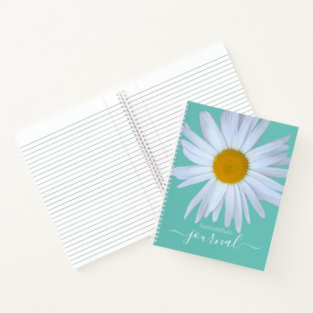Daisy Journal Green White Script Spiral Notebook (Inside)