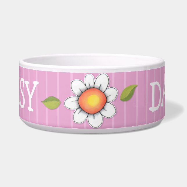 Daisy Joy pink Dog Pet Bowl (Front)