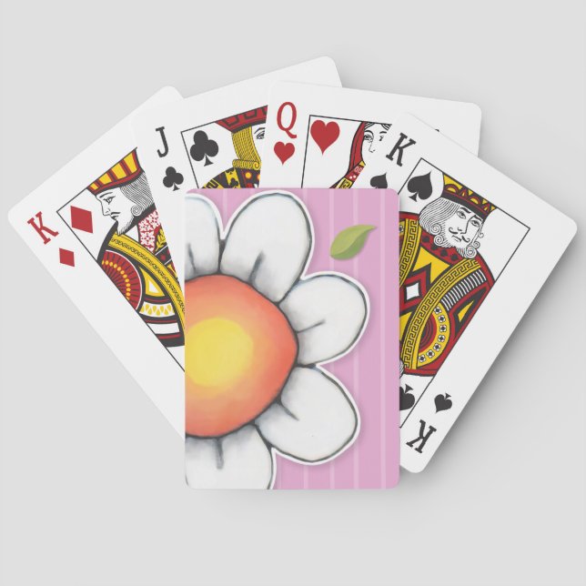 Daisy Joy pink stripes Bicycle® Playing Cards (Back)