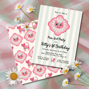 Daisy Kitty Face Purr-fect Birthday Party Invitation