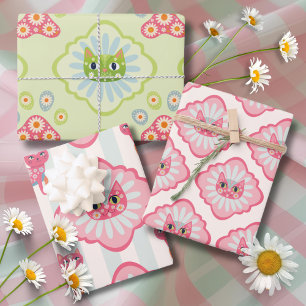 Daisy Kitty Face Purr-fect Birthday Party Wrapping Paper Sheet