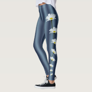 Daisy Leggings White Daisy Stretchy Pants