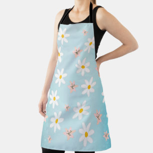 Daisy lily flower Pattern on sea torque Background Apron