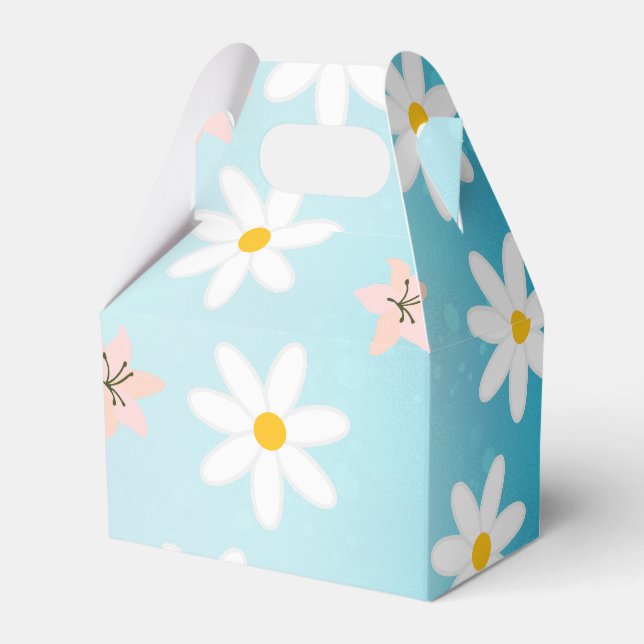 Daisy lily flower Pattern on sea torque Background Favour Box (Front Side)