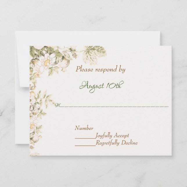 Daisy, Lily of the Valley on Ecru Wedding RSVP Invitation (Front)