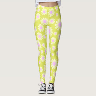 Daisy Lime Beige Leggings