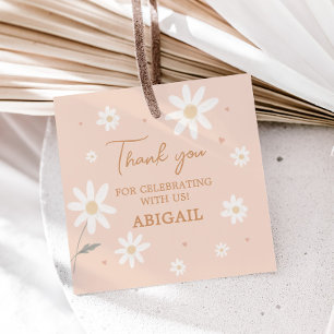Daisy Little Miss Onederful Photo Birthday Square Favour Tags