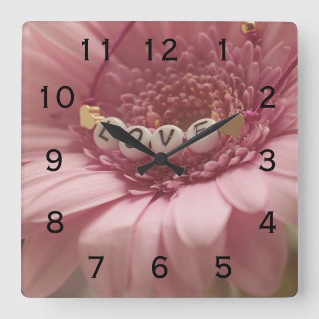 Daisy Love Square Wall Clock (Front)