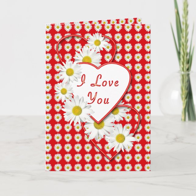 Daisy Love Valentine I Love YouCard Holiday Card (Front)