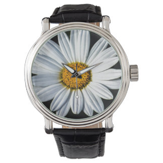 Daisy Mae Vintage Leather Black Strap Watch